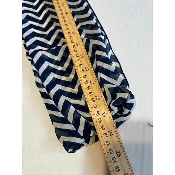 Speechless Shift Dress Large Blue Chevron Tunic Long Sleeve Overlay V Neck - Picture 11 of 14